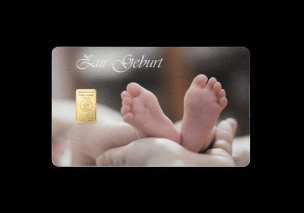 FineCard Zur Geburt 1 x 1 Gramm Goldbarren