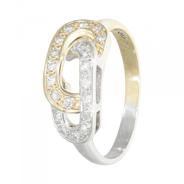 Ring 585 bicolor mit Diamanten ca. 0,20 ct.