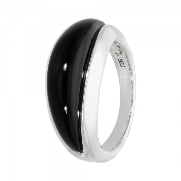 Ring 925 Silber mit Onyx Cabochon