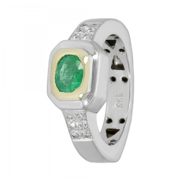 Ring 585 bicolor mit Smaragd und Brillant ca. 0,24ct.